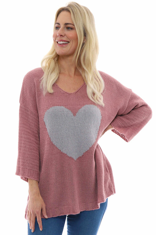 Riley Heart Knitted Jumper Dusky Pink - Image 5