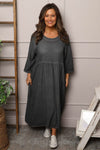 Linette Washed Linen Dress Charcoal