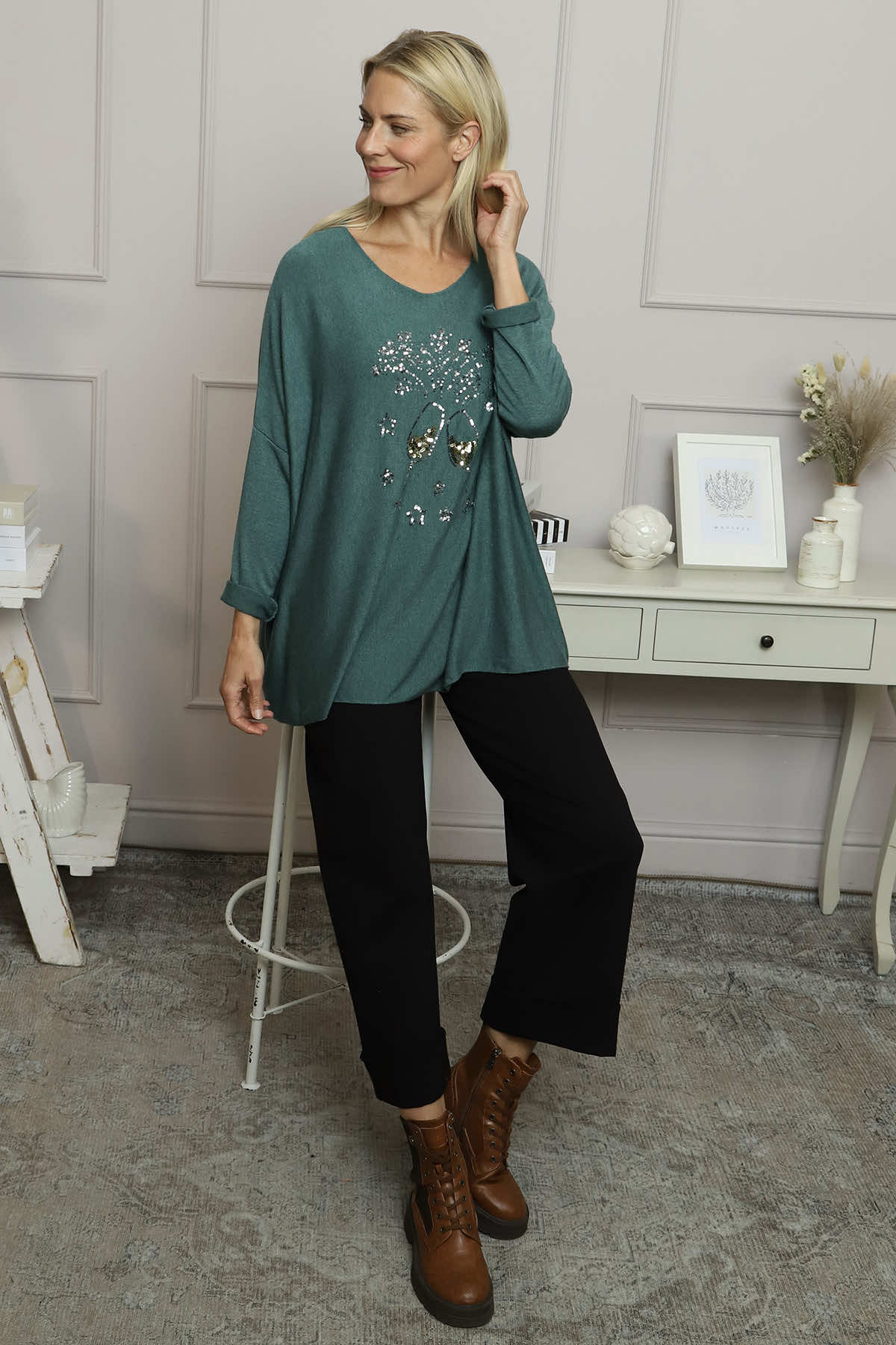 Lillian Cheers Jumper Sage Green