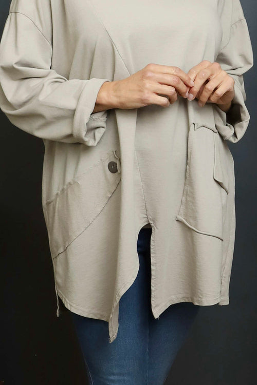 Kelilah Pocket Cotton Top Stone - Image 3