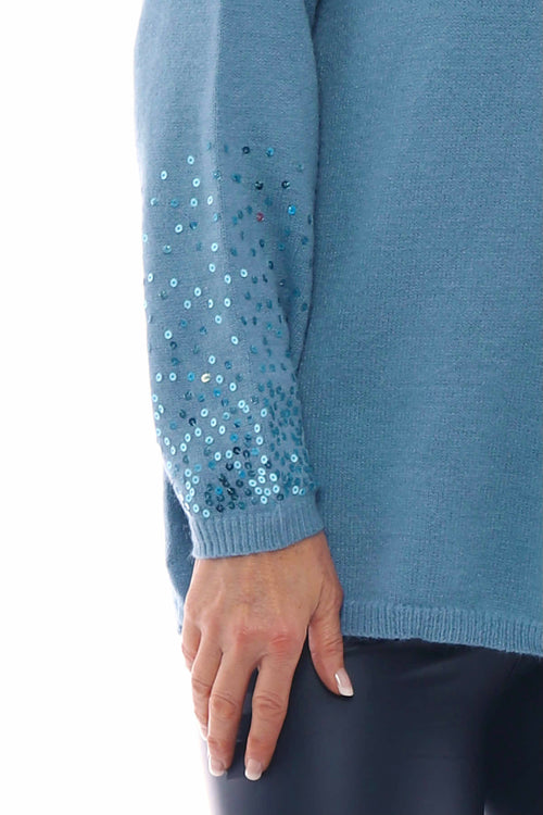 Skye Sequin Knit Jumper Blue - Image 3