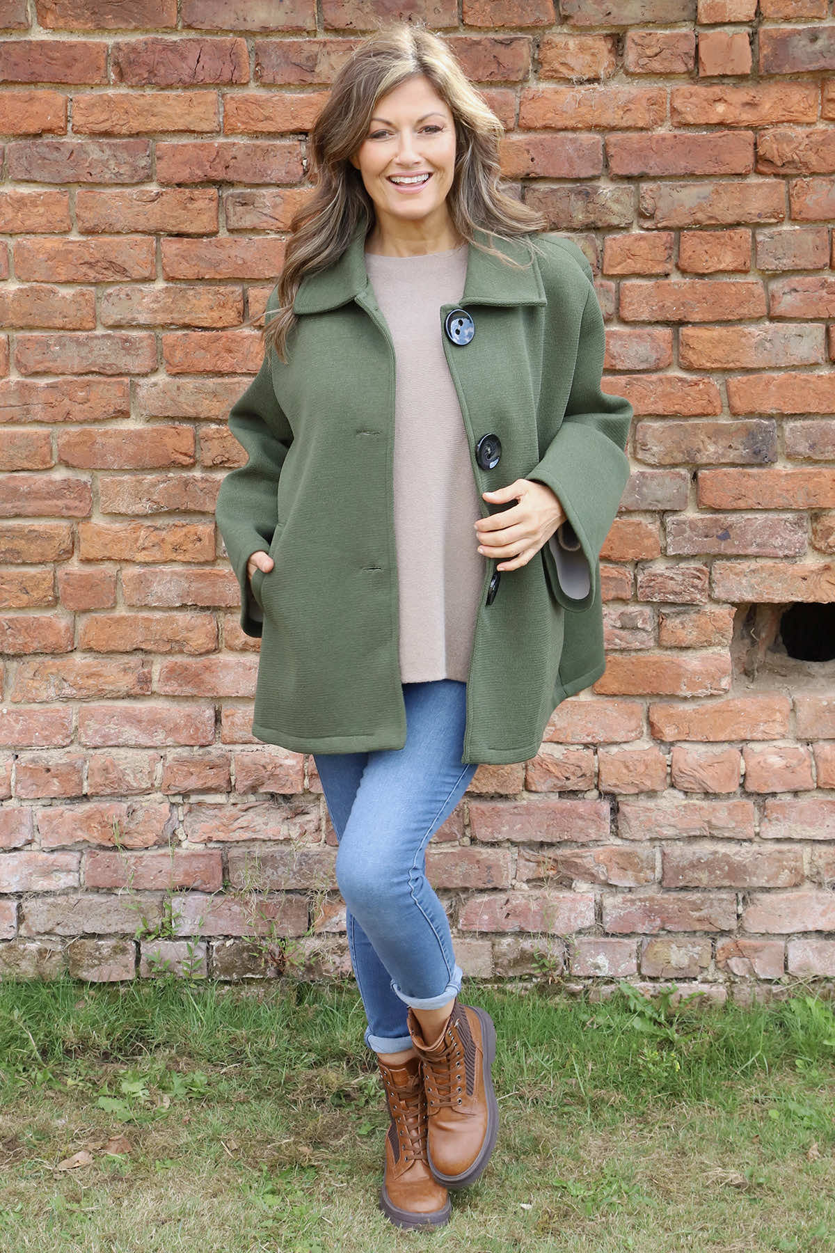 Marzia Button Jacket Khaki