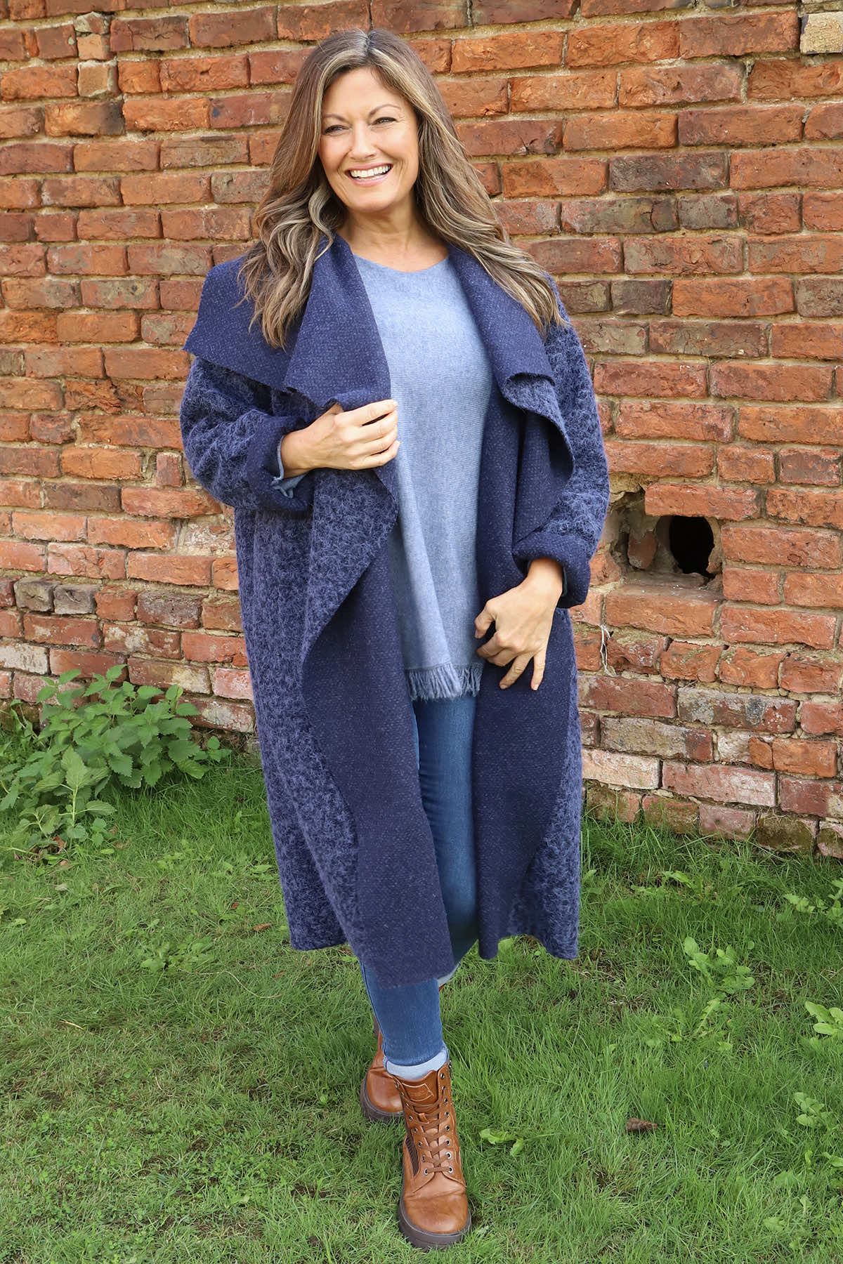 Sally Fringe Hem Jumper Blue