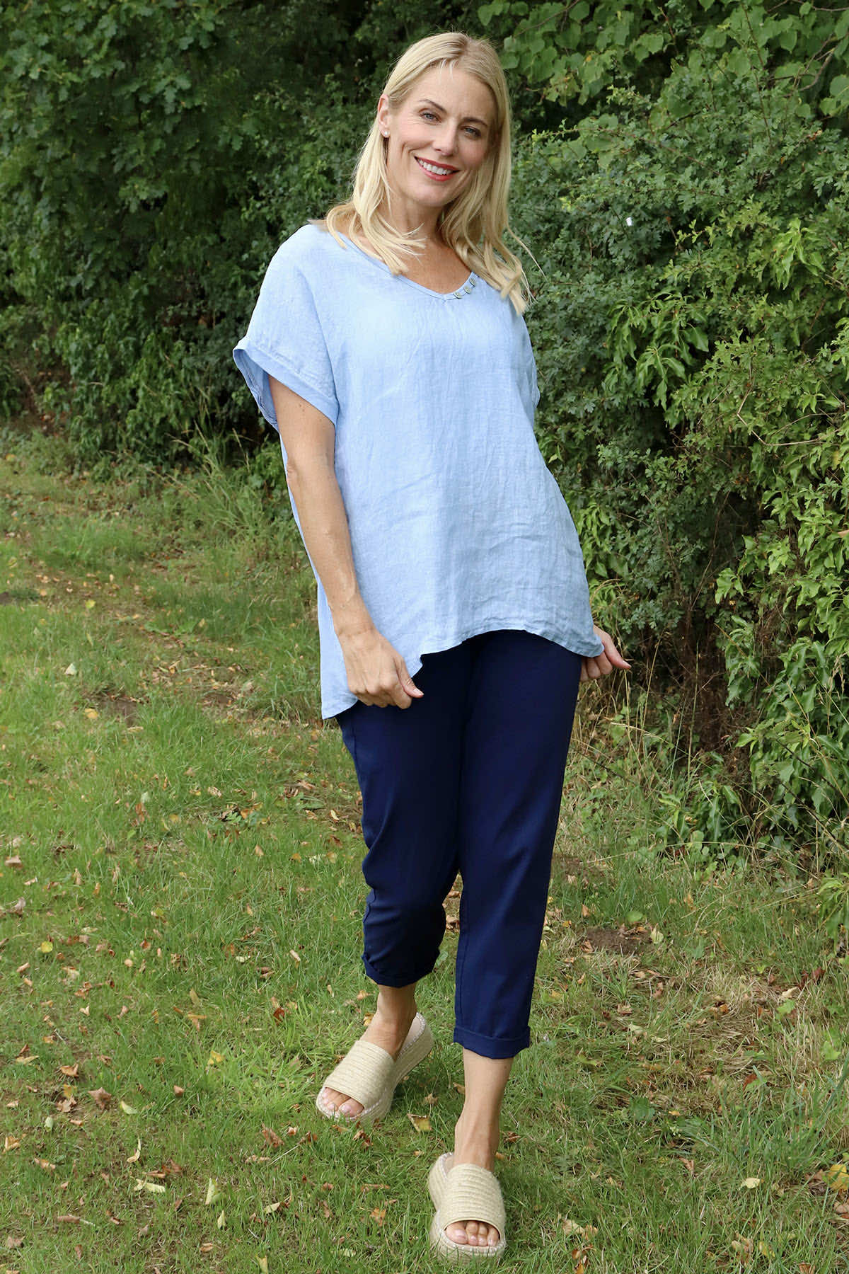 Ellie V-Neck Top Powder Blue