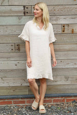 Eliane Frill Hem Linen Tunic Stone Stone - Eliane Frill Hem Linen Tunic Stone