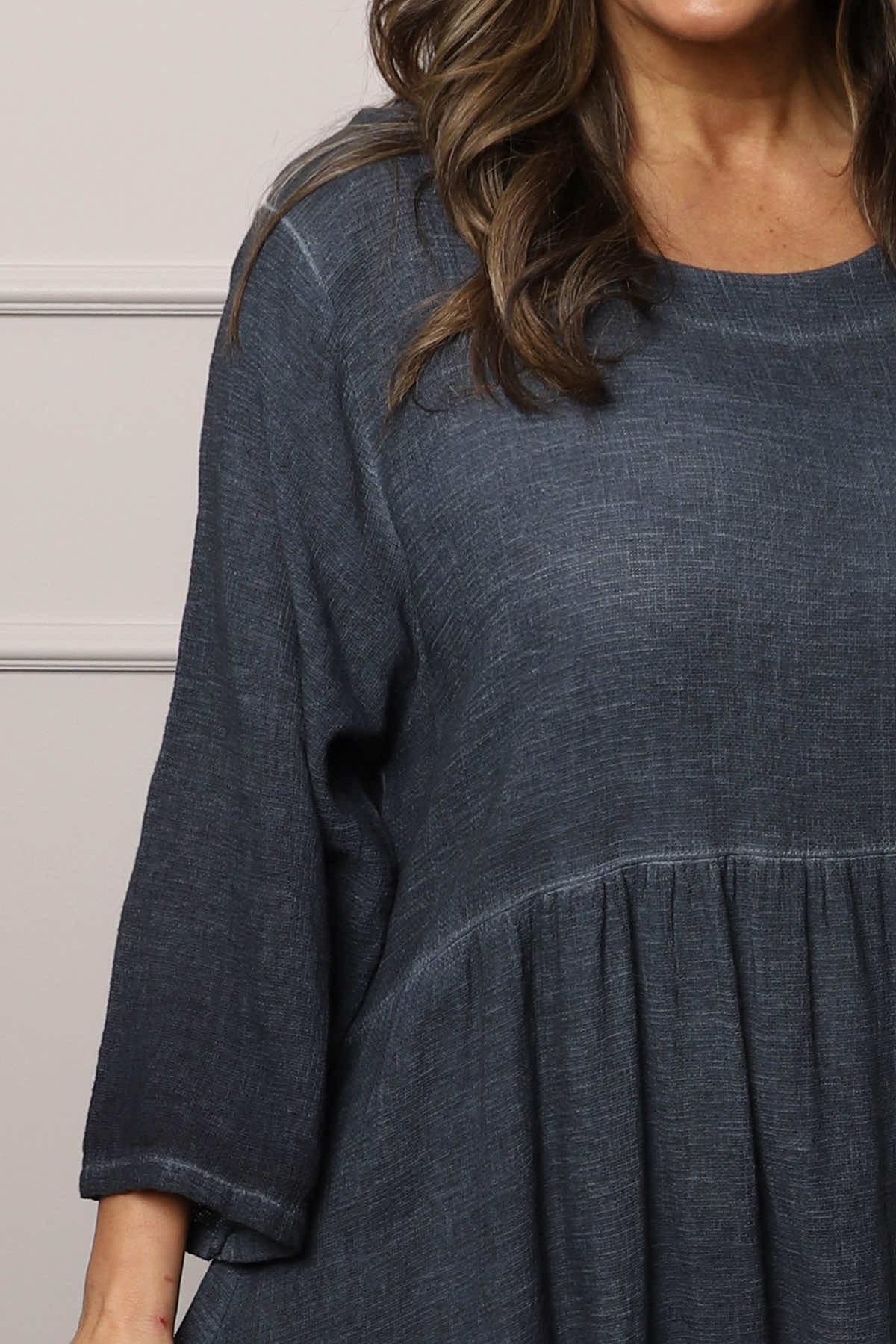 Linette Washed Linen Dress Navy