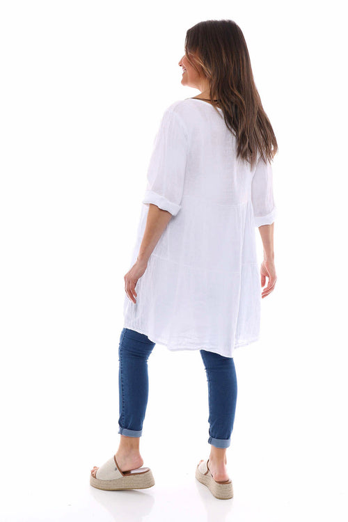 Siena Tiered Linen Tunic White - Image 5