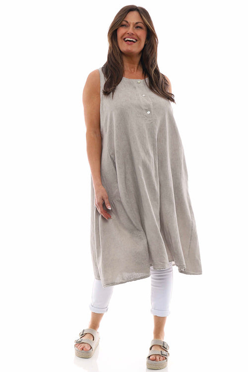 Arletta Washed Sleeveless Linen Dress Mocha - Image 2