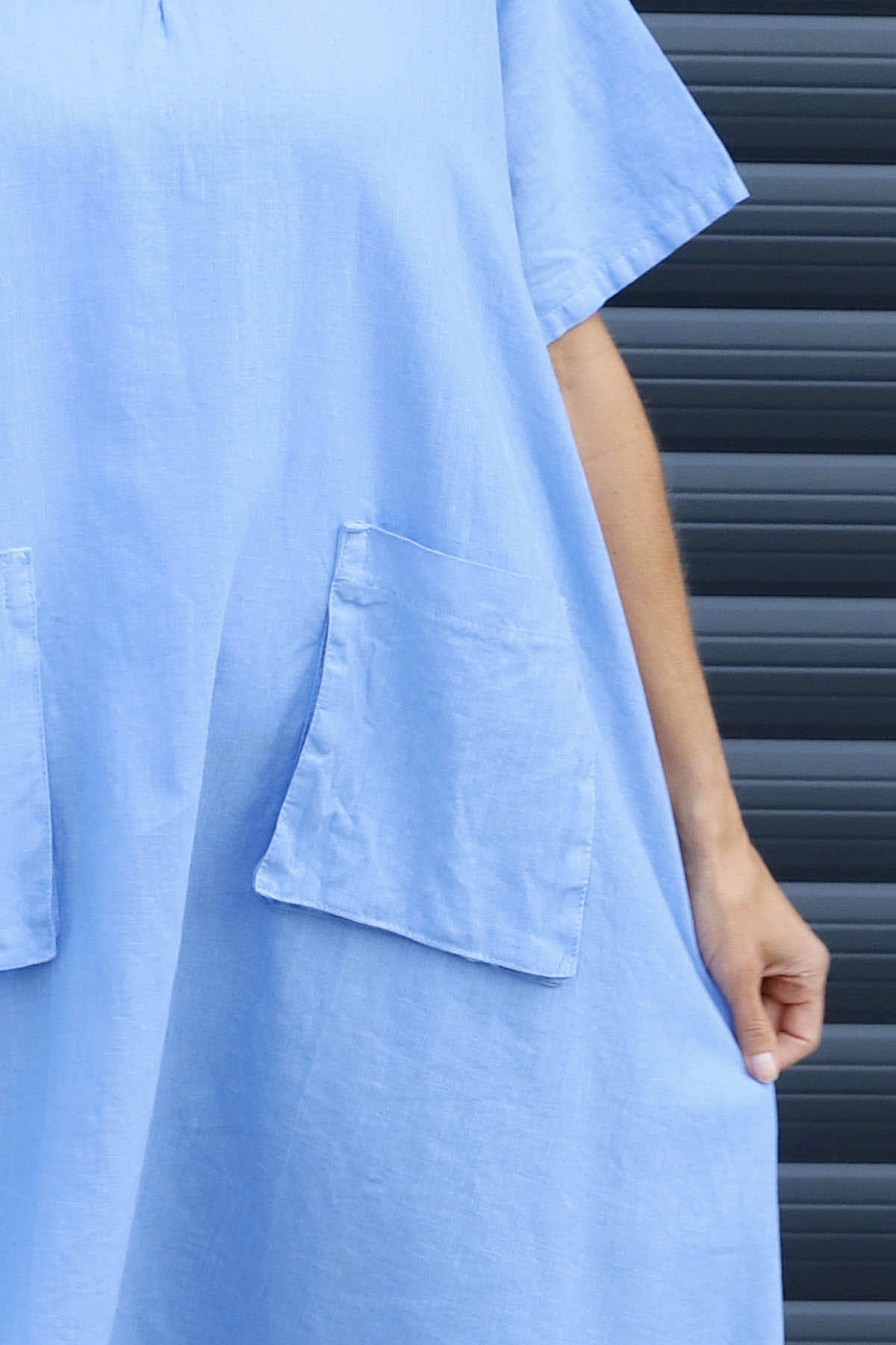 Solange Pocket Linen Dress Powder Blue