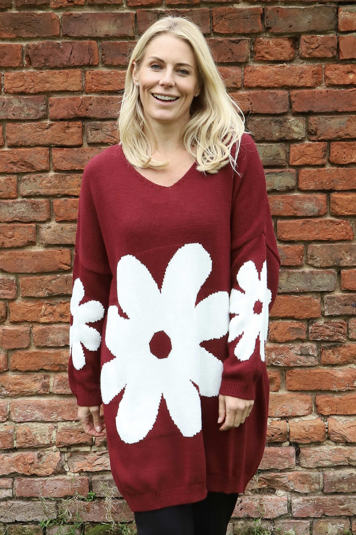 Joan Flower Knitted Jumper Wine