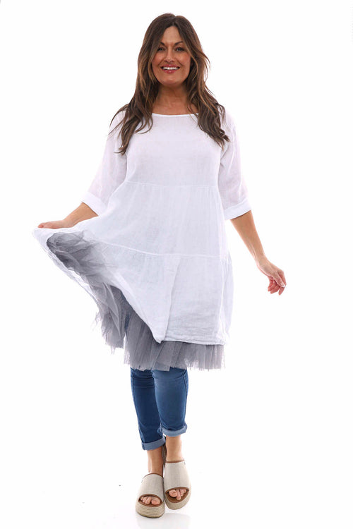 Siena Tiered Linen Tunic White - Image 6
