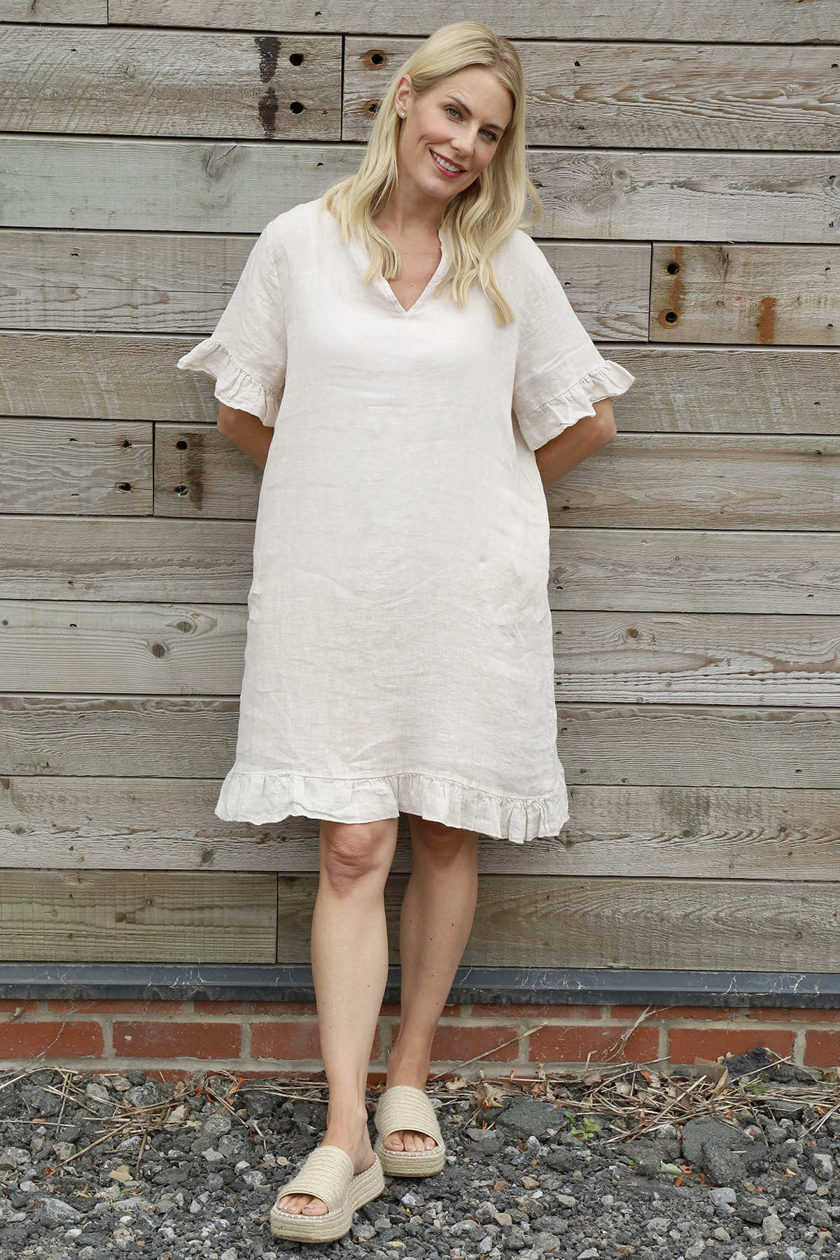 Eliane Frill Hem Linen Tunic Stone