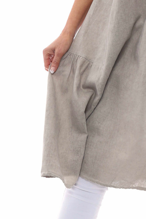 Arletta Washed Sleeveless Linen Dress Mocha - Image 4