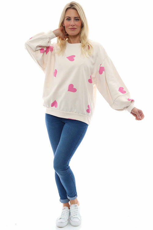 Nigella Heart Sweatshirt Buttermilk/Fuchsia - Image 1