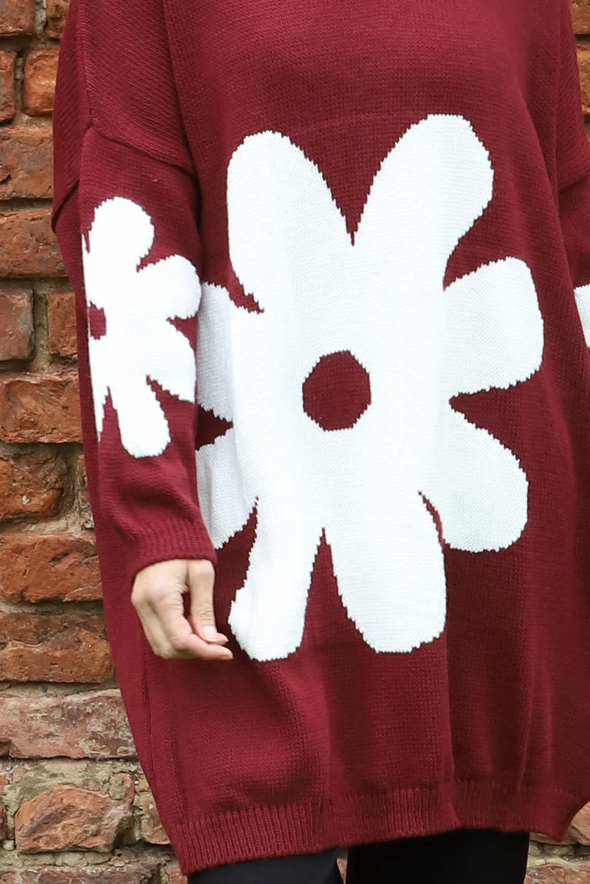 Joan Flower Knitted Jumper Wine