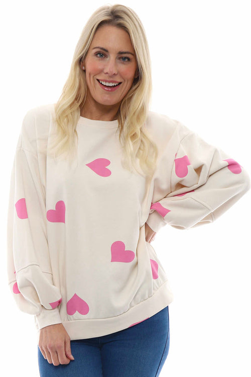 Nigella Heart Sweatshirt Buttermilk/Fuchsia - Image 6