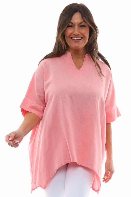 Georgia Washed Linen Top Coral - Image 2