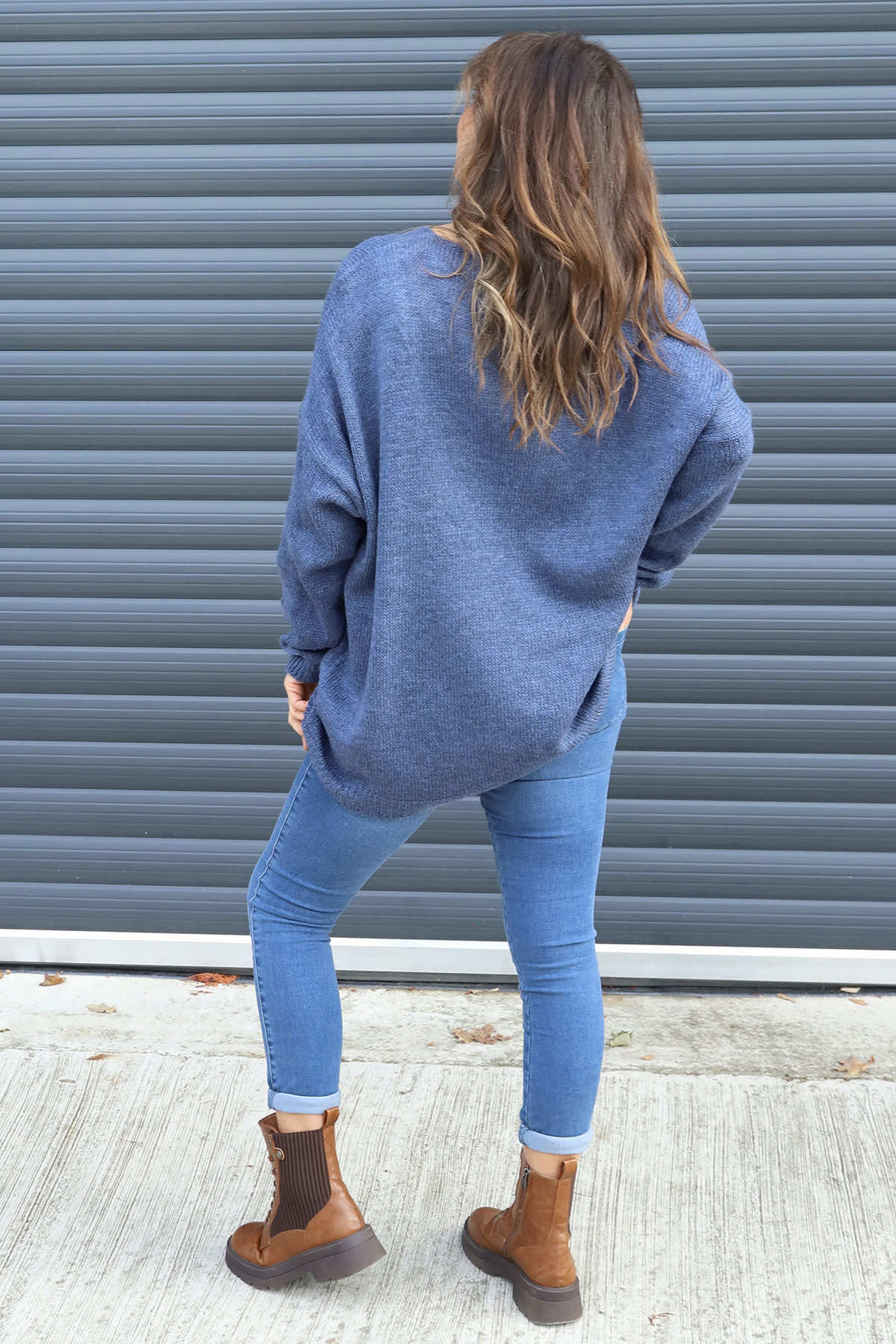 Janelle Heart Knitted Jumper Blue