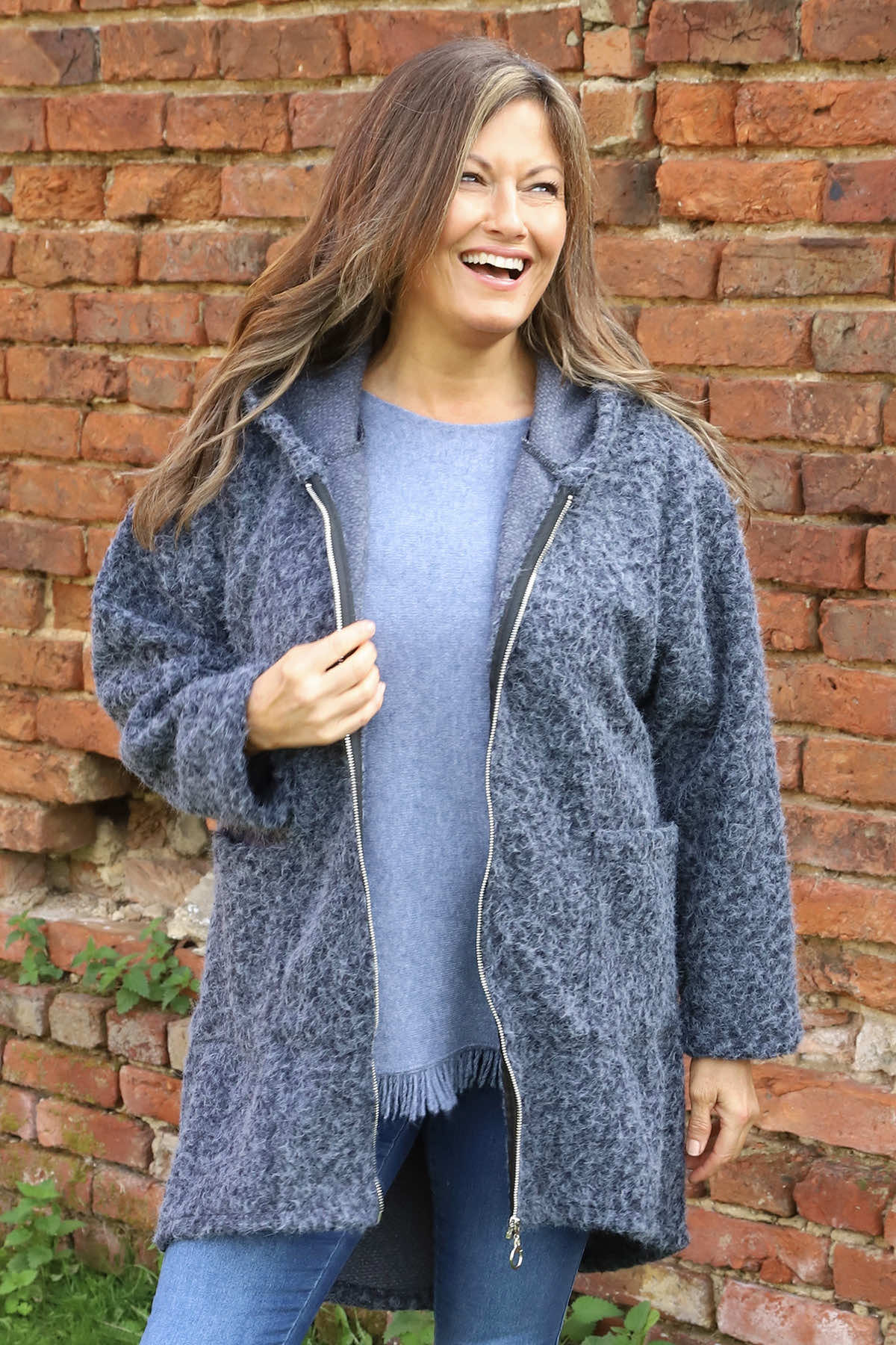 Sheila Zip Hooded Jacket Navy