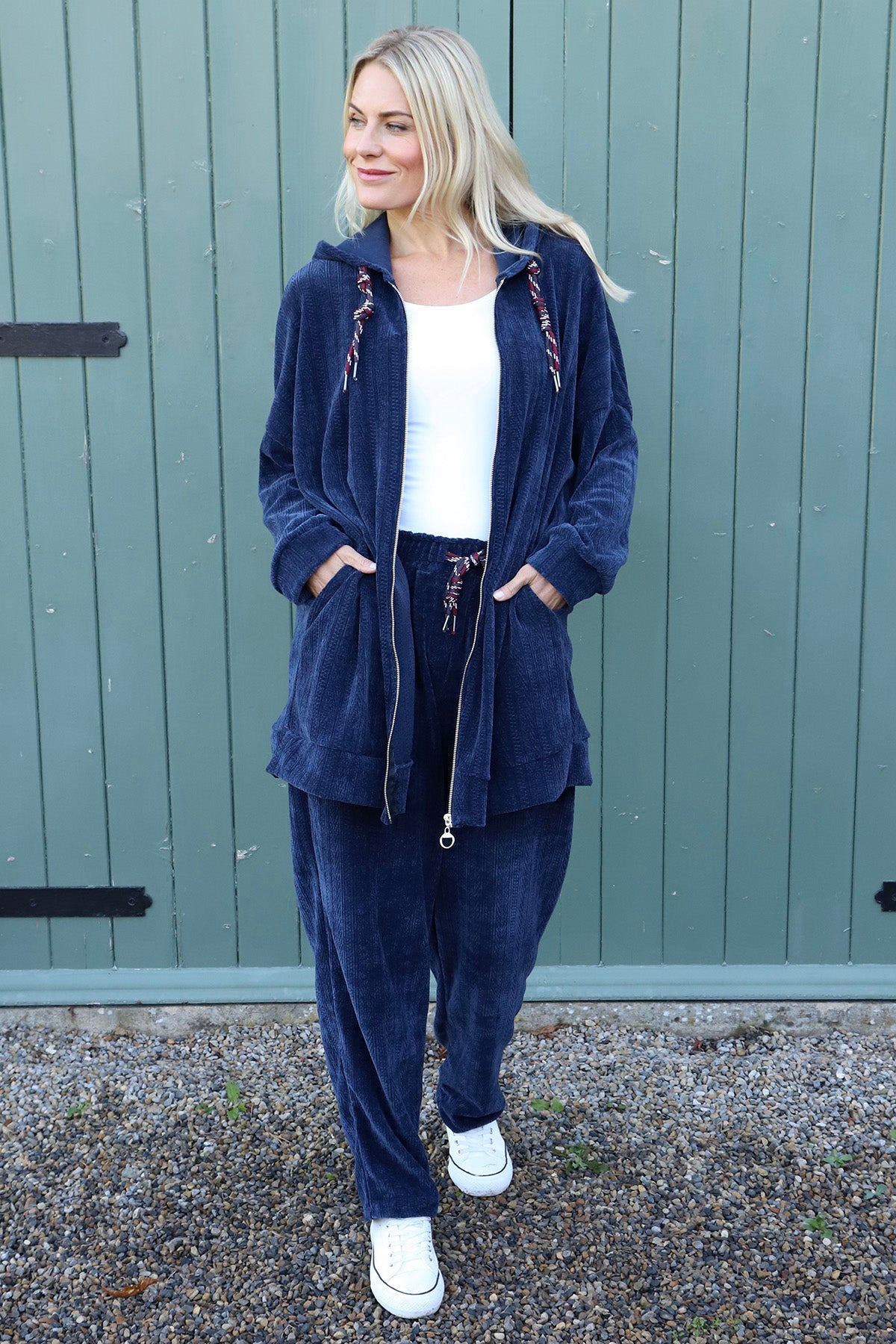 Hermione Zip Hooded Top Navy