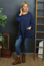 Kelilah Pocket Cotton Top Navy