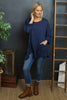Kelilah Pocket Cotton Top Navy