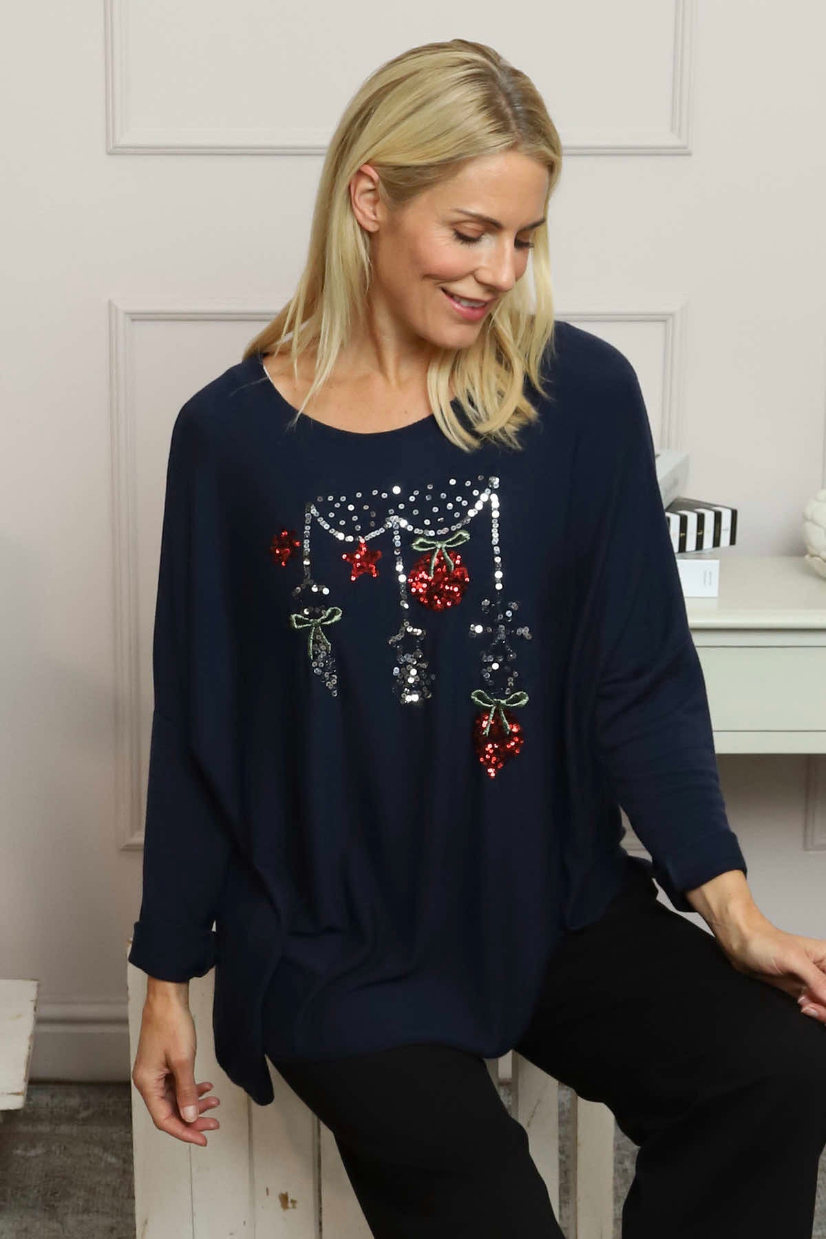 Lillian Christmas Jumper Navy