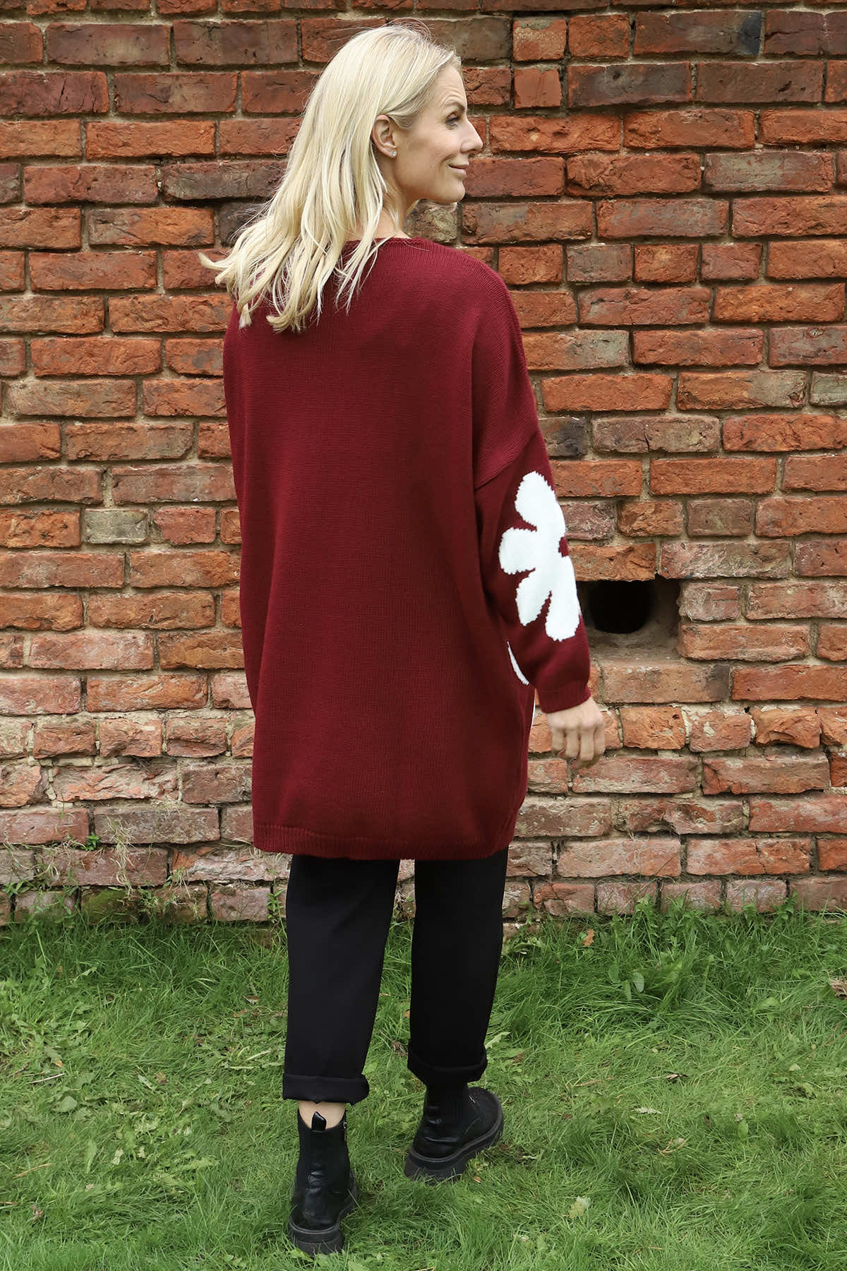 Joan Flower Knitted Jumper Wine