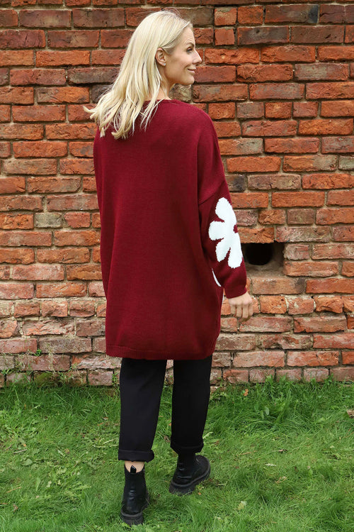 Joan Flower Knitted Jumper Wine - Image 4