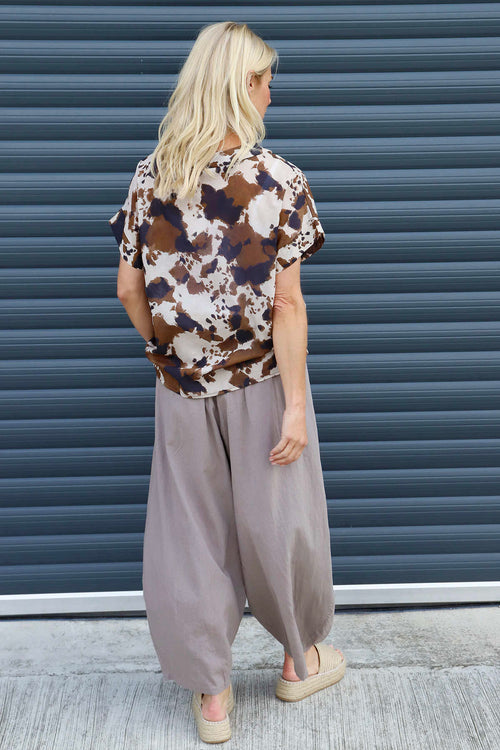 Nancy Print Cowl Neck Top Cocoa - Image 4