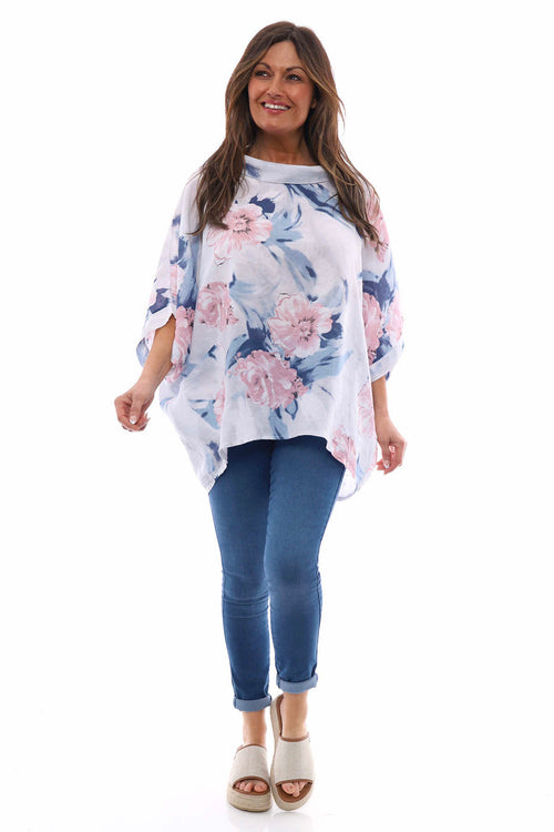 Eastyn Floral Linen Top White - Image 1