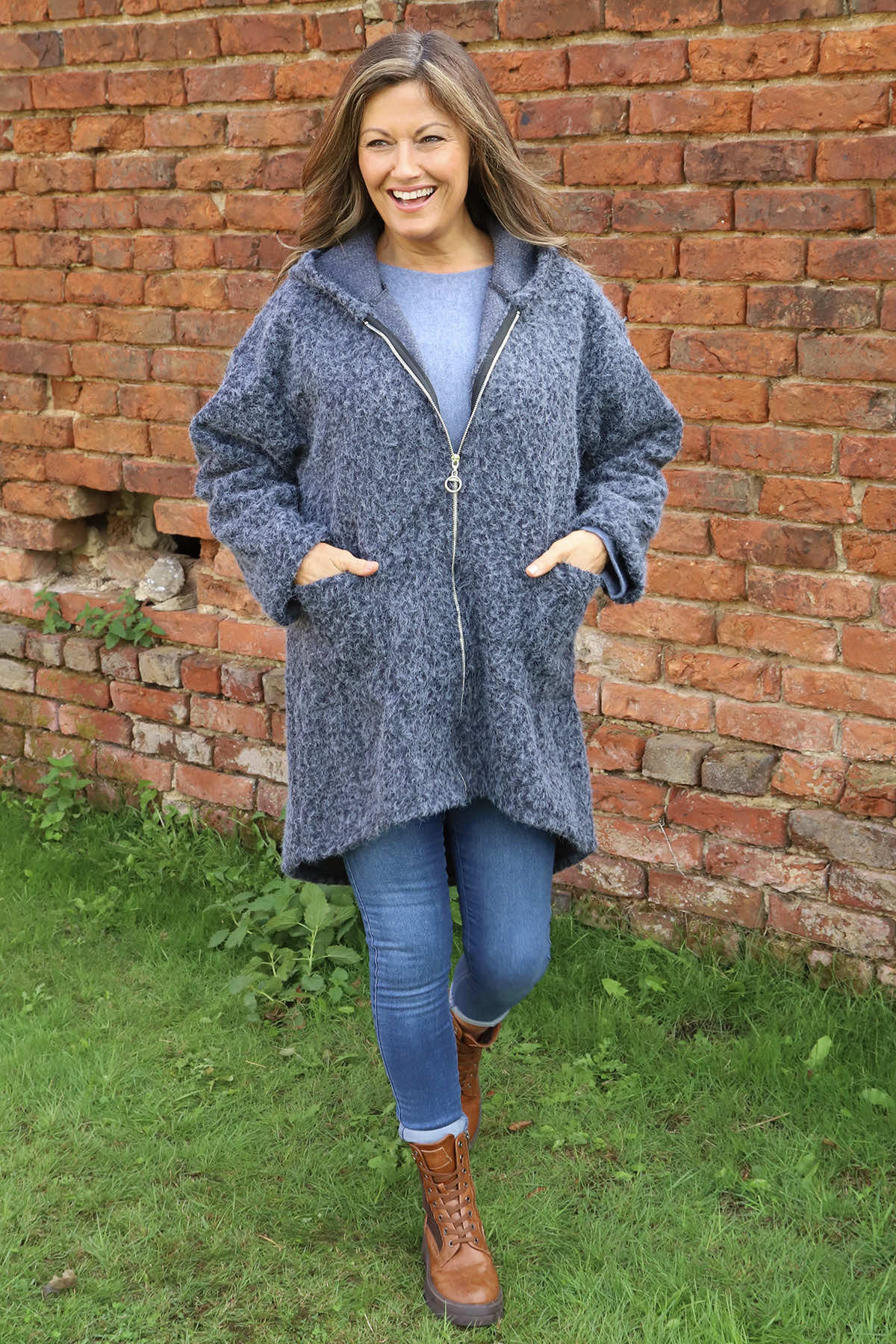 Sheila Zip Hooded Jacket Navy