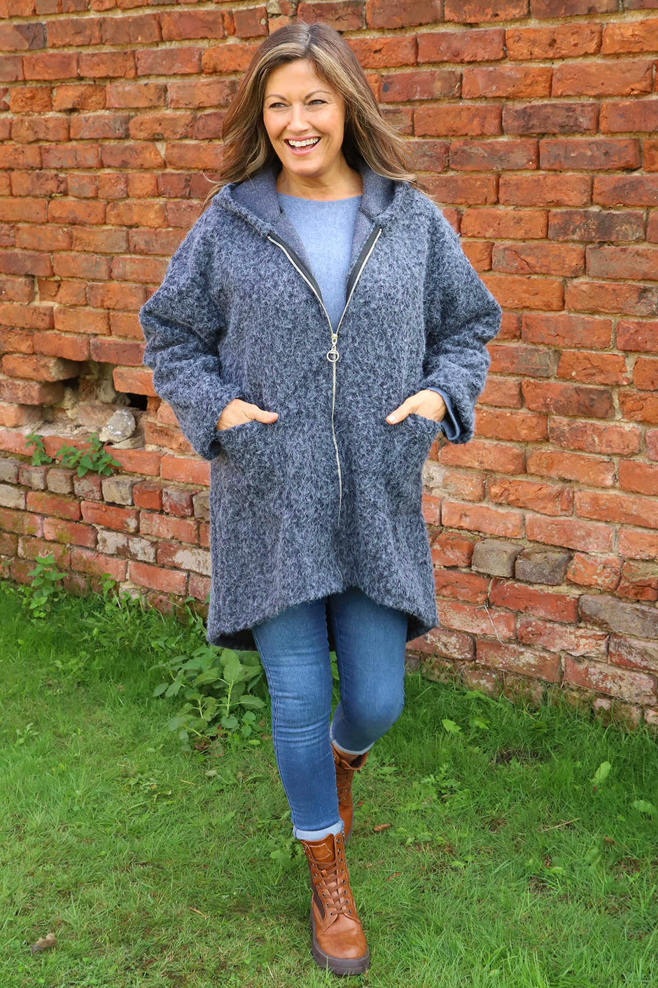 Sheila Zip Hooded Jacket Navy