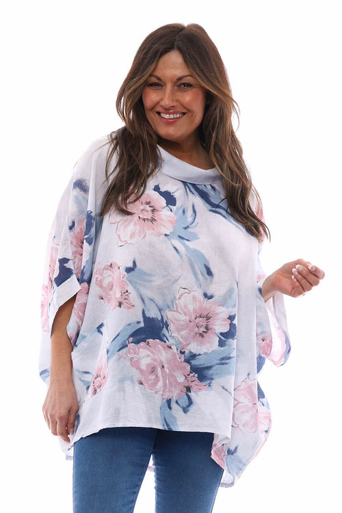 Eastyn Floral Linen Top White - Image 3
