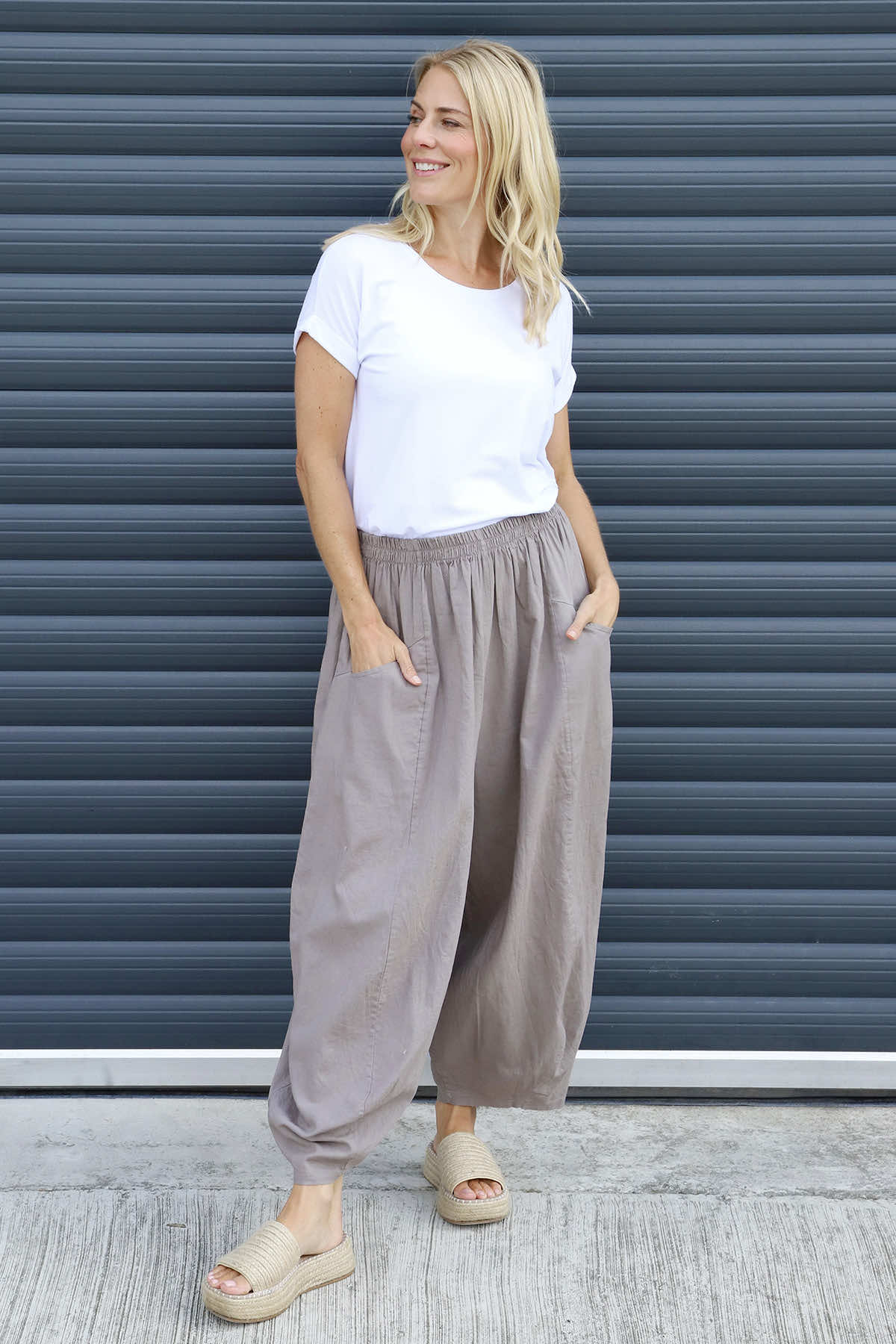 Evelyn Linen Trousers Mocha