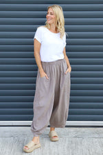 Evelyn Linen Trousers Mocha Mocha - Evelyn Linen Trousers Mocha