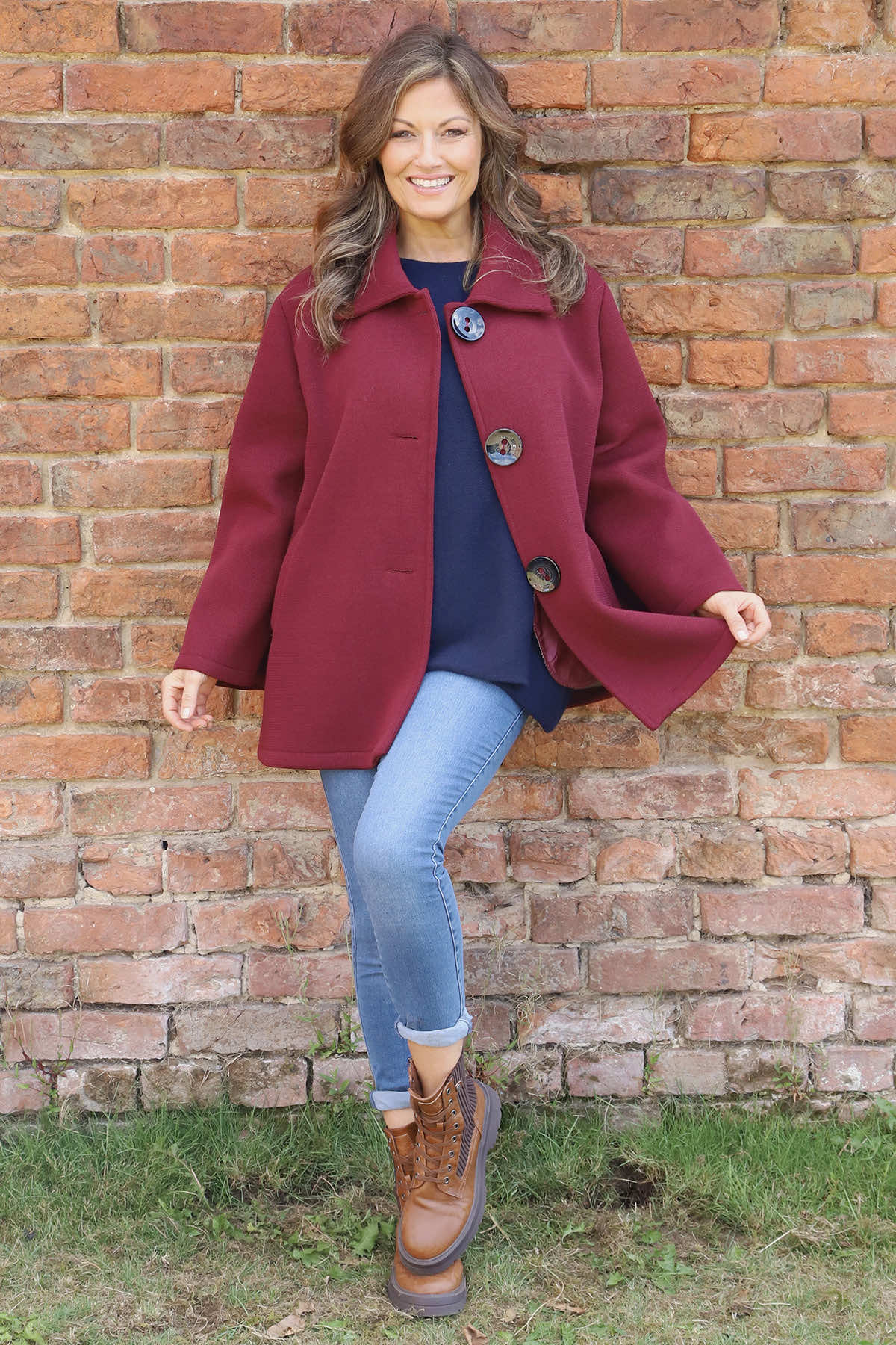 Marzia Button Jacket Wine