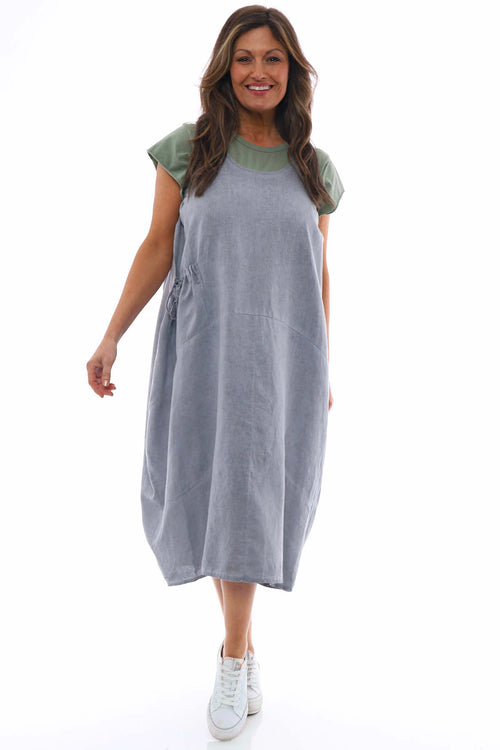 Holkham 2 Washed Linen Dress Mid Grey - Image 6