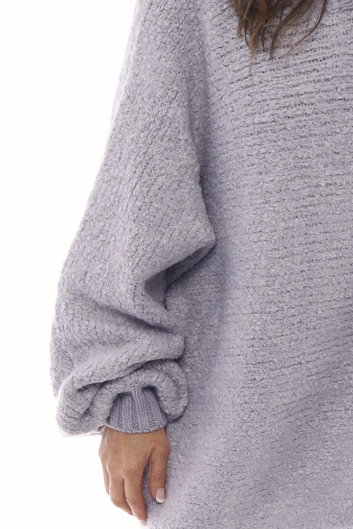Zarita Hooded Boucle Knitted Jumper Grey