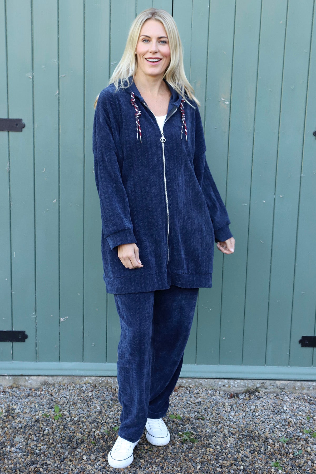 Hermione Zip Hooded Top Navy