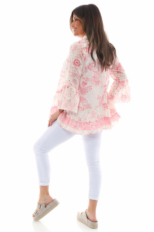 Nalina Broderie Anglaise Button Top Pink - Image 6