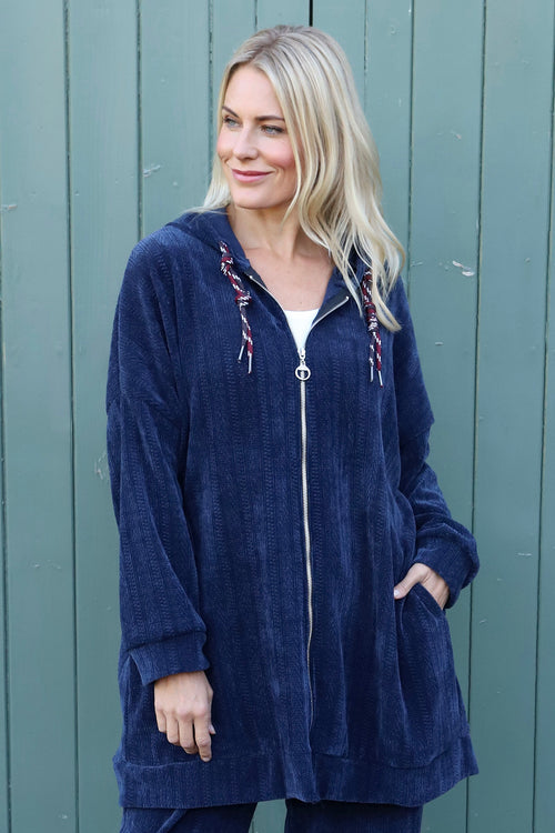 Hermione Zip Hooded Top Navy - Image 3