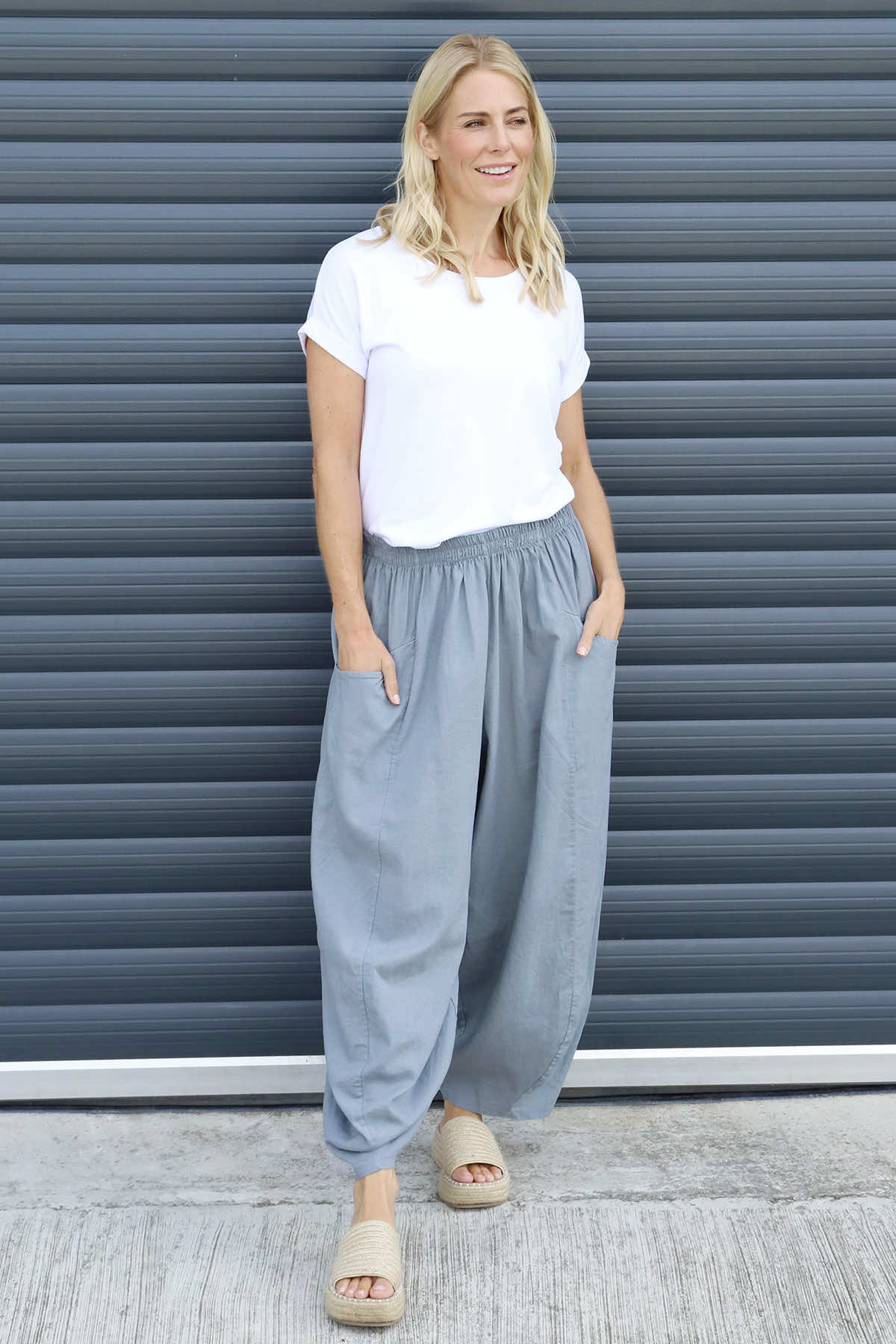 Evelyn Linen Trousers Mid Grey