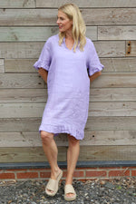 Eliane Frill Hem Linen Tunic Lilac Lilac - Eliane Frill Hem Linen Tunic Lilac