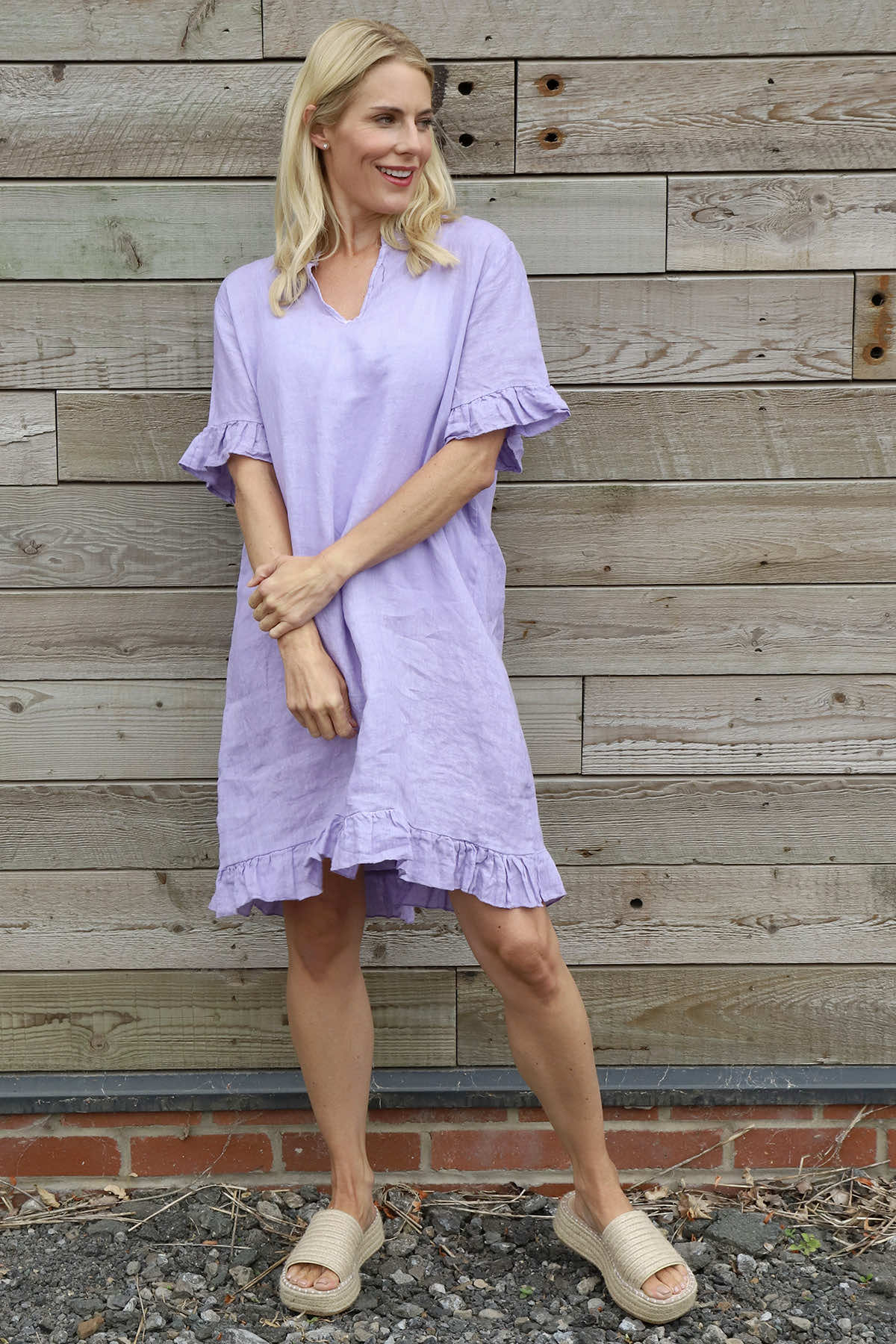 Eliane Frill Hem Linen Tunic Lilac