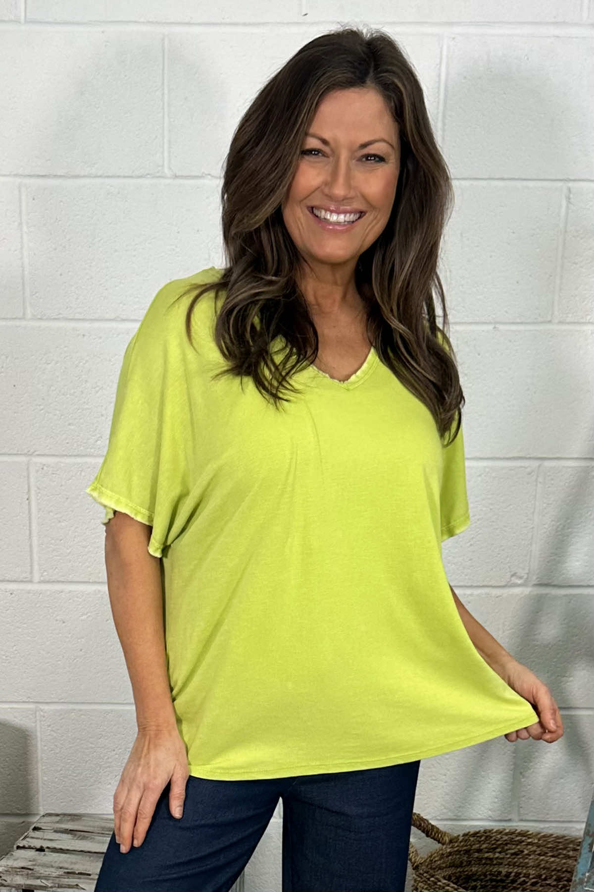 Burford V-Neck Top Lime