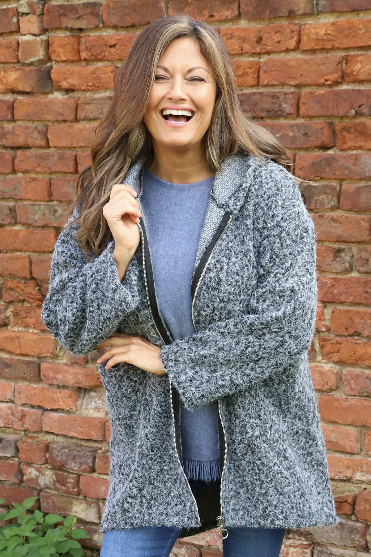 Sheila Zip Hooded Jacket Grey