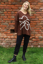 Roxanna Flower Knitted Jumper Cocoa Cocoa - Roxanna Flower Knitted Jumper Cocoa