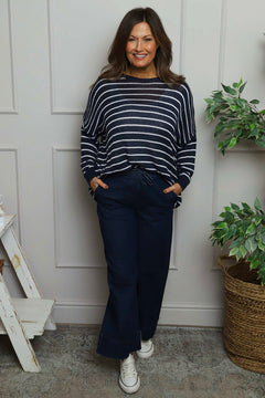 Bamburgh Stripe Knit Top Navy
