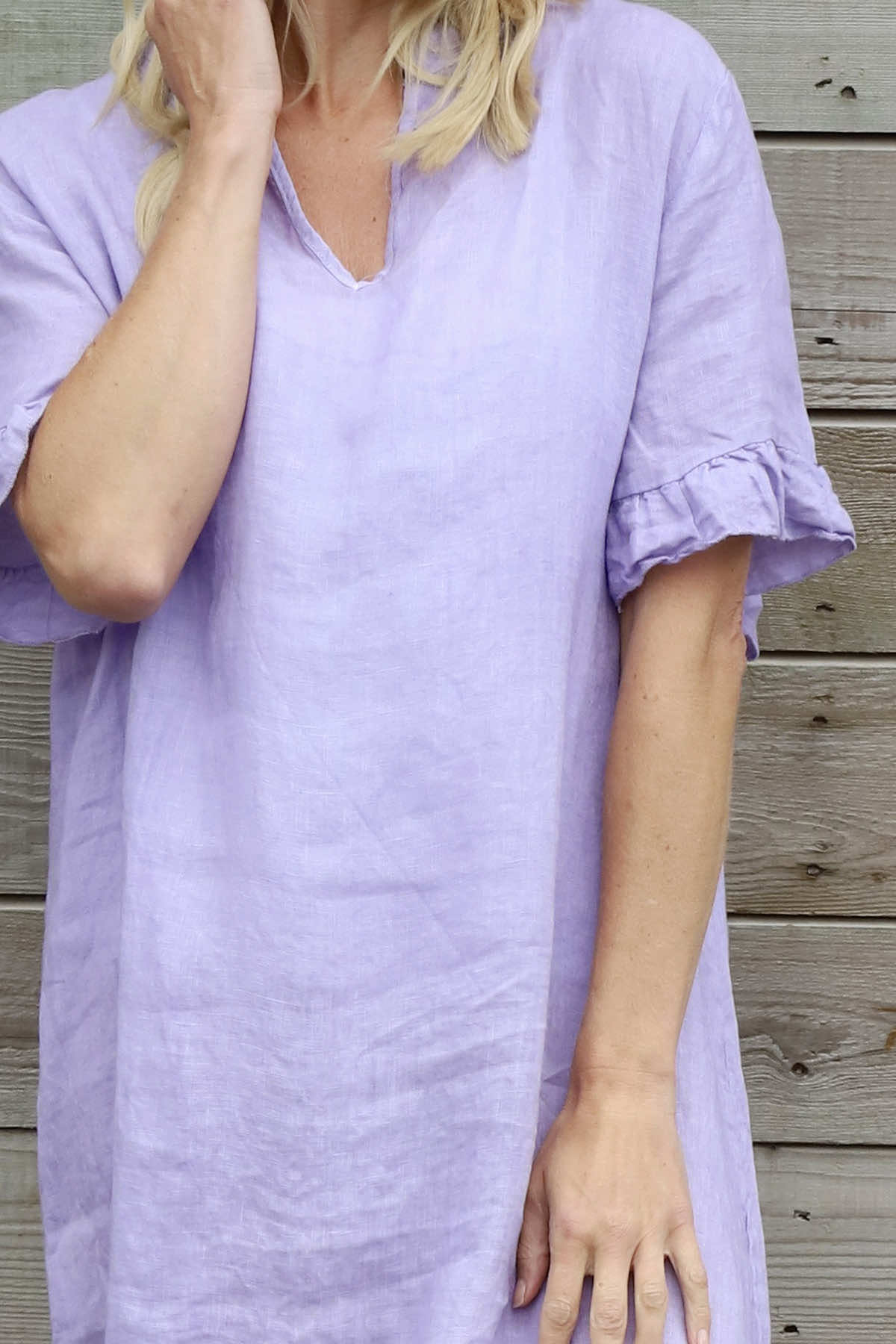 Eliane Frill Hem Linen Tunic Lilac